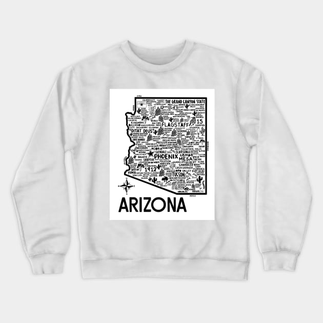 Arizona Map Crewneck Sweatshirt by fiberandgloss